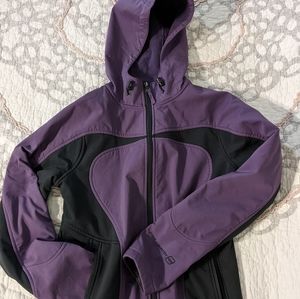 Free Country Womens White Purple/Blk Full Zip Fleece Lined Hooded Jacket Size S.